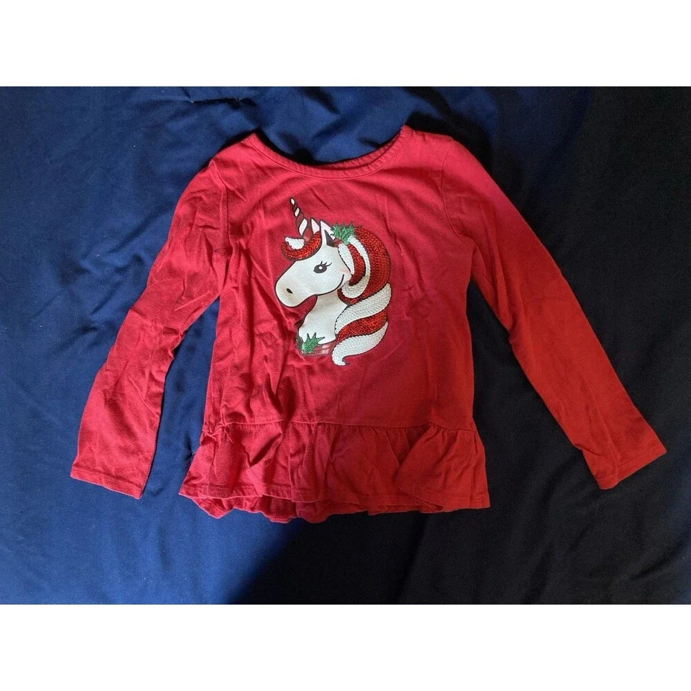 4T The Children’s Place girl clothes - 1 piece long sleeve shirt | unicorn theme